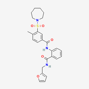 molecular formula C26H29N3O5S B12487490 3-(azepan-1-ylsulfonyl)-N-{2-[(furan-2-ylmethyl)carbamoyl]phenyl}-4-methylbenzamide 