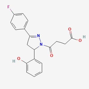 molecular formula C19H17FN2O4 B12487629 4-[3-(4-fluorophenyl)-5-(2-hydroxyphenyl)-4,5-dihydro-1H-pyrazol-1-yl]-4-oxobutanoic acid 