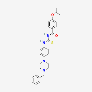 molecular formula C28H32N4O2S B12487648 N-{[4-(4-benzylpiperazin-1-yl)phenyl]carbamothioyl}-4-(propan-2-yloxy)benzamide 