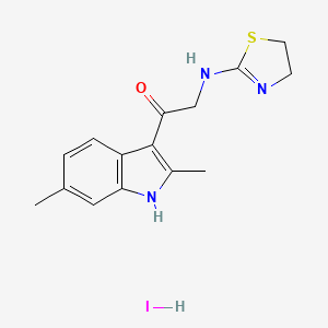 molecular formula C15H18IN3OS B12487809 2-(4,5-dihydro-1,3-thiazol-2-ylamino)-1-(2,6-dimethyl-1H-indol-3-yl)ethanone hydroiodide 