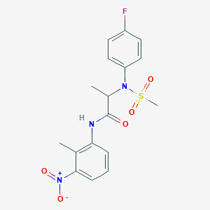 molecular formula C17H18FN3O5S B12487836 N~2~-(4-fluorophenyl)-N-(2-methyl-3-nitrophenyl)-N~2~-(methylsulfonyl)alaninamide 