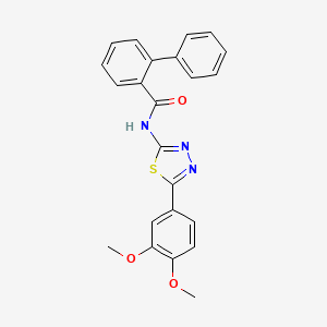 molecular formula C23H19N3O3S B12487946 N-[5-(3,4-dimethoxyphenyl)-1,3,4-thiadiazol-2-yl]biphenyl-2-carboxamide 