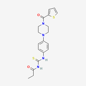 molecular formula C19H22N4O2S2 B12487972 N-({4-[4-(thiophen-2-ylcarbonyl)piperazin-1-yl]phenyl}carbamothioyl)propanamide 