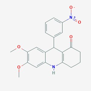 molecular formula C21H20N2O5 B12487998 6,7-dimethoxy-9-(3-nitrophenyl)-3,4,9,10-tetrahydroacridin-1(2H)-one 