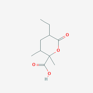 molecular formula C10H16O4 B012488 2H-Pyran-2-carboxylic acid, 5-ethyltetrahydro-2,3-dimethyl-6-oxo- CAS No. 19776-82-0