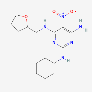 molecular formula C15H24N6O3 B12488050 N~2~-cyclohexyl-5-nitro-N~4~-(tetrahydrofuran-2-ylmethyl)pyrimidine-2,4,6-triamine 