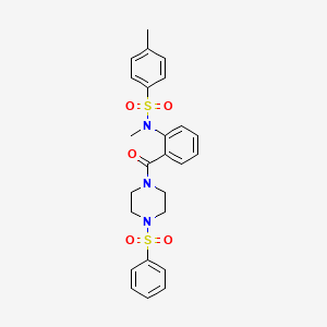 molecular formula C25H27N3O5S2 B12488067 N,4-dimethyl-N-(2-{[4-(phenylsulfonyl)piperazin-1-yl]carbonyl}phenyl)benzenesulfonamide 