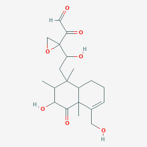 molecular formula C20H28O7 B124881 2-(1-羟基-2-(1,2,3,4,4a,7,8,8a-八氢-3-羟基-5-(羟甲基)-1,2,4a-三甲基-4-氧代-1-萘甲基)乙基)-α-氧代环氧乙醛 CAS No. 143200-52-6