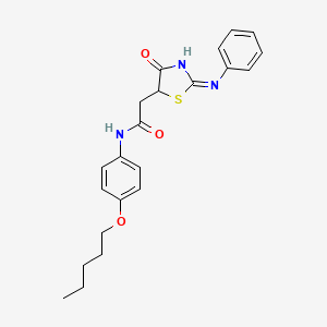 molecular formula C22H25N3O3S B12488142 2-[(2E)-4-oxo-2-(phenylimino)-1,3-thiazolidin-5-yl]-N-[4-(pentyloxy)phenyl]acetamide 
