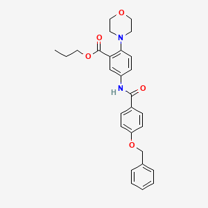 molecular formula C28H30N2O5 B12488214 Propyl 5-({[4-(benzyloxy)phenyl]carbonyl}amino)-2-(morpholin-4-yl)benzoate 