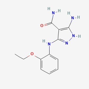 molecular formula C12H15N5O2 B12488227 5-amino-3-[(2-ethoxyphenyl)amino]-1H-pyrazole-4-carboxamide 