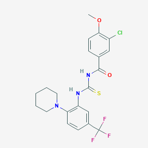 molecular formula C21H21ClF3N3O2S B12488246 3-chloro-4-methoxy-N-{[2-(piperidin-1-yl)-5-(trifluoromethyl)phenyl]carbamothioyl}benzamide 
