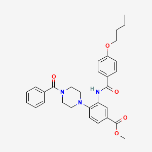 molecular formula C30H33N3O5 B12488272 Methyl 3-{[(4-butoxyphenyl)carbonyl]amino}-4-[4-(phenylcarbonyl)piperazin-1-yl]benzoate 