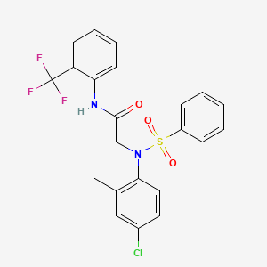 molecular formula C22H18ClF3N2O3S B12488352 2-[(4-Chloro-2-methylphenyl)(phenylsulfonyl)amino]-N-[2-(trifluoromethyl)phenyl]acetamide CAS No. 1192806-00-0