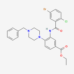 molecular formula C27H27BrClN3O3 B12488468 Ethyl 4-(4-benzylpiperazin-1-yl)-3-{[(5-bromo-2-chlorophenyl)carbonyl]amino}benzoate 