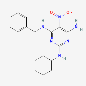 molecular formula C17H22N6O2 B12488500 N~4~-benzyl-N~2~-cyclohexyl-5-nitropyrimidine-2,4,6-triamine 