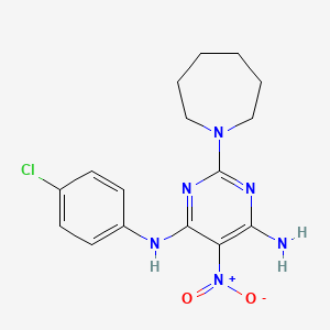 molecular formula C16H19ClN6O2 B12488533 2-(azepan-1-yl)-N-(4-chlorophenyl)-5-nitropyrimidine-4,6-diamine 