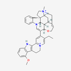 molecular formula C40H42N4O2+2 B1248861 (4aR,5aS,8aS,13aS,15aR,15bR)-15-(3-ethyl-8-methoxy-7,12-dihydro-6H-indolo[2,3-a]quinolizin-5-ium-2-yl)-6-methyl-2,4a,5,5a,7,8,13a,15a,15b,16-decahydro4,6-methanoindolo[3,2,1-ij]oxepino[2,3,4-de]pyrrolo[2,3-h]quinolin-6-ium 