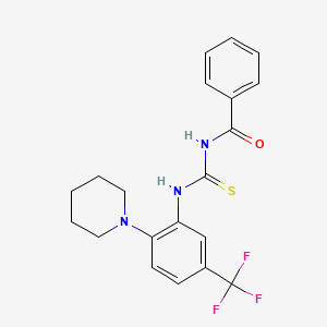 molecular formula C20H20F3N3OS B12488712 N-{[2-(piperidin-1-yl)-5-(trifluoromethyl)phenyl]carbamothioyl}benzamide 
