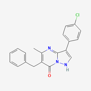 molecular formula C20H16ClN3O B12489223 6-benzyl-3-(4-chlorophenyl)-5-methylpyrazolo[1,5-a]pyrimidin-7(4H)-one 