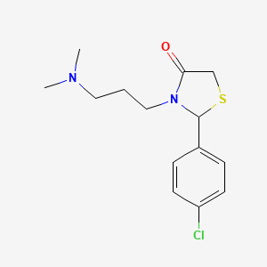 molecular formula C14H19ClN2OS B12489229 2-(4-Chlorophenyl)-3-[3-(dimethylamino)propyl]-1,3-thiazolidin-4-one 