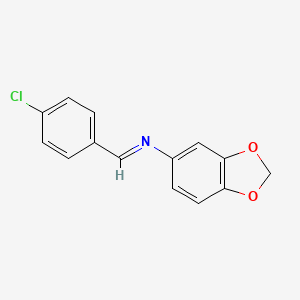 molecular formula C14H10ClNO2 B12489242 N-[(E)-(4-chlorophenyl)methylidene]-1,3-benzodioxol-5-amine 