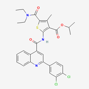 molecular formula C30H29Cl2N3O4S B12489272 Propan-2-yl 2-({[2-(3,4-dichlorophenyl)quinolin-4-yl]carbonyl}amino)-5-(diethylcarbamoyl)-4-methylthiophene-3-carboxylate 
