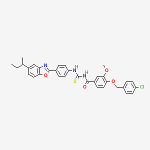 molecular formula C33H30ClN3O4S B12489276 N-({4-[5-(butan-2-yl)-1,3-benzoxazol-2-yl]phenyl}carbamothioyl)-4-[(4-chlorobenzyl)oxy]-3-methoxybenzamide 