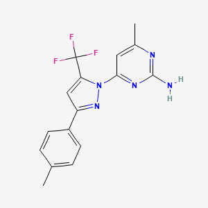 molecular formula C16H14F3N5 B12489352 4-Methyl-6-[3-(4-methylphenyl)-5-(trifluoromethyl)pyrazol-1-yl]pyrimidin-2-amine 