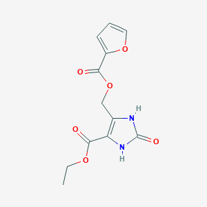 molecular formula C12H12N2O6 B12489359 ethyl 5-{[(furan-2-ylcarbonyl)oxy]methyl}-2-oxo-2,3-dihydro-1H-imidazole-4-carboxylate 