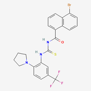 molecular formula C23H19BrF3N3OS B12489376 5-bromo-N-{[2-(pyrrolidin-1-yl)-5-(trifluoromethyl)phenyl]carbamothioyl}naphthalene-1-carboxamide 