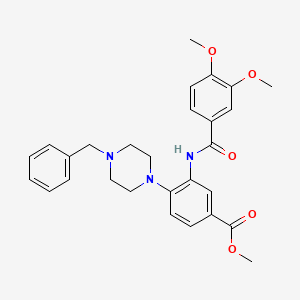 molecular formula C28H31N3O5 B12489382 Methyl 4-(4-benzylpiperazin-1-yl)-3-{[(3,4-dimethoxyphenyl)carbonyl]amino}benzoate 