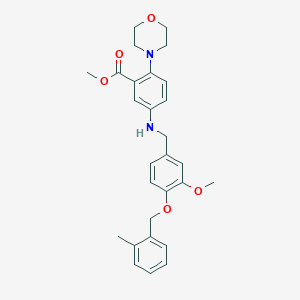 molecular formula C28H32N2O5 B12489389 Methyl 5-({3-methoxy-4-[(2-methylbenzyl)oxy]benzyl}amino)-2-(morpholin-4-yl)benzoate 