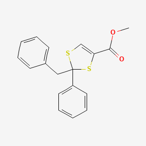 molecular formula C18H16O2S2 B12489409 Methyl 2-benzyl-2-phenyl-1,3-dithiole-4-carboxylate 
