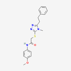 molecular formula C20H22N4O2S B12489431 N-(4-methoxyphenyl)-2-{[4-methyl-5-(2-phenylethyl)-4H-1,2,4-triazol-3-yl]sulfanyl}acetamide 