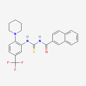 molecular formula C24H22F3N3OS B12489437 N-{[2-(piperidin-1-yl)-5-(trifluoromethyl)phenyl]carbamothioyl}naphthalene-2-carboxamide 