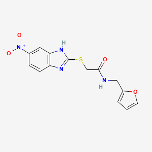 molecular formula C14H12N4O4S B12489447 N-(furan-2-ylmethyl)-2-[(5-nitro-1H-benzimidazol-2-yl)sulfanyl]acetamide 