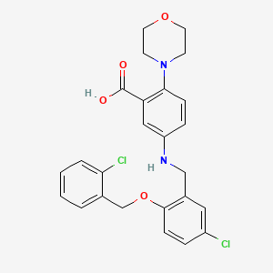 molecular formula C25H24Cl2N2O4 B12489491 5-({5-Chloro-2-[(2-chlorobenzyl)oxy]benzyl}amino)-2-(morpholin-4-yl)benzoic acid 