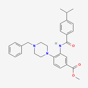 molecular formula C29H33N3O3 B12489501 Methyl 4-(4-benzylpiperazin-1-yl)-3-({[4-(propan-2-yl)phenyl]carbonyl}amino)benzoate 