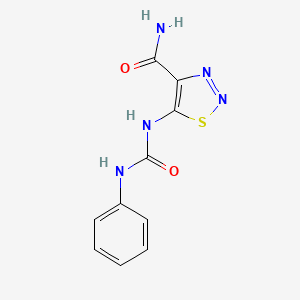 molecular formula C10H9N5O2S B12489503 5-[(Phenylcarbamoyl)amino]-1,2,3-thiadiazole-4-carboxamide 