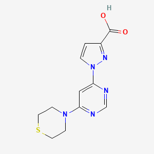 molecular formula C12H13N5O2S B12489529 1-[6-(thiomorpholin-4-yl)pyrimidin-4-yl]-1H-pyrazole-3-carboxylic acid 