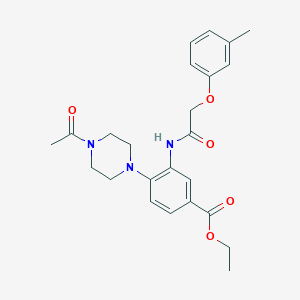 molecular formula C24H29N3O5 B12489729 Ethyl 4-(4-acetylpiperazin-1-yl)-3-{[(3-methylphenoxy)acetyl]amino}benzoate 