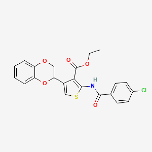 molecular formula C22H18ClNO5S B12489762 Ethyl 2-{[(4-chlorophenyl)carbonyl]amino}-4-(2,3-dihydro-1,4-benzodioxin-2-yl)thiophene-3-carboxylate 