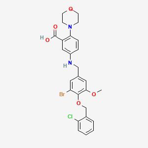 molecular formula C26H26BrClN2O5 B12489765 5-({3-Bromo-4-[(2-chlorobenzyl)oxy]-5-methoxybenzyl}amino)-2-(morpholin-4-yl)benzoic acid 