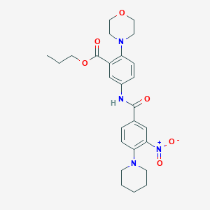molecular formula C26H32N4O6 B12489802 Propyl 2-(morpholin-4-yl)-5-({[3-nitro-4-(piperidin-1-yl)phenyl]carbonyl}amino)benzoate 