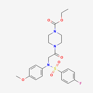 molecular formula C22H26FN3O6S B12489811 ethyl 4-{N-[(4-fluorophenyl)sulfonyl]-N-(4-methoxyphenyl)glycyl}piperazine-1-carboxylate 