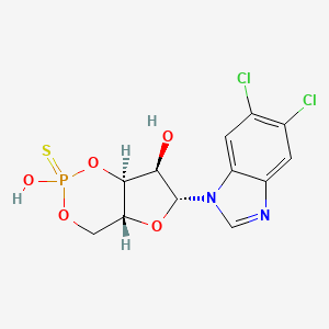 molecular formula C12H11Cl2N2O5PS B1248983 (4aR,6R,7R,7aS)-6-(5,6-dichlorobenzimidazol-1-yl)-2-hydroxy-2-sulfanylidene-4a,6,7,7a-tetrahydro-4H-furo[3,2-d][1,3,2]dioxaphosphinin-7-ol 