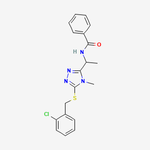 molecular formula C19H19ClN4OS B12489980 N-(1-{5-[(2-chlorobenzyl)sulfanyl]-4-methyl-4H-1,2,4-triazol-3-yl}ethyl)benzamide 