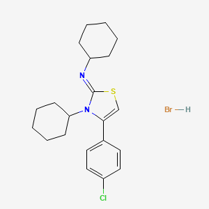 molecular formula C21H28BrClN2S B12490091 N-[(2E)-4-(4-chlorophenyl)-3-cyclohexyl-1,3-thiazol-2(3H)-ylidene]cyclohexanamine hydrobromide 