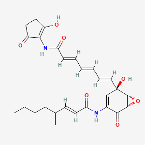 molecular formula C27H32N2O7 B1249011 (2E)-N-[(1S,5R,6R)-5-hydroxy-5-{(1E,3E,5E)-7-[(2-hydroxy-5-oxocyclopent-1-en-1-yl)amino]-7-oxohepta-1,3,5-trien-1-yl}-2-oxo-7-oxabicyclo[4.1.0]hept-3-en-3-yl]-4-methyloct-2-enamide 